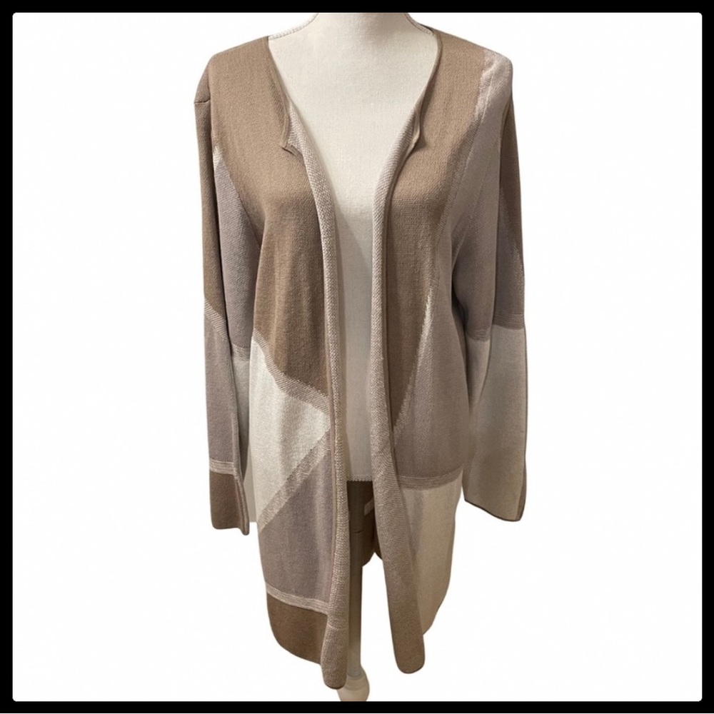 Chico's Tan and Cream Cardigan
